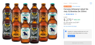 12 Botellas Cerveza Artesanal Jabalí Variety por $275 | Rebaja Mercado Libre