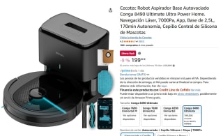 Cecotec Robot Aspirador Base Autovaciado Conga 8490 Ultimate Ultra Power Home por 199€