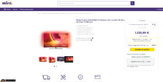 TV LOED 65" Philips 65OLED865/12 165,1 cm 4K Ultra HD Smart TV Wifi por 1.235,99€