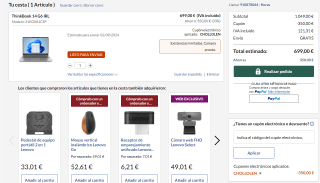 Portátil Lenovo ThinkBook 14" WUXGA Intel i5-1335U, 16GB, 512GB SSD por 699€