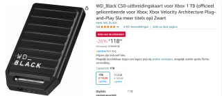 1TB WD_Black C50 uitbreidingskaart voor Xbox voor €118,99 bij Amazon