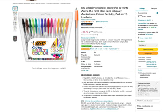 2 BIC Cristal Multicolour Bolígrafos de Punta Ancha (1,6 mm) 15 unidades por solo 7,74€