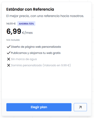 Pagina web por 7€/mes (Con dominio por 16€)