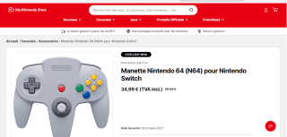 Manette Nintendo 64 pour switch à 34,99€