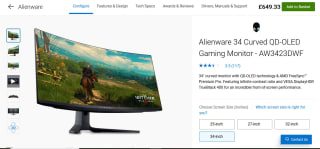 Alienware AW3423DWF 34" QD-OLED Gaming Monitor for £649.33