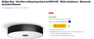 Philips Hue Fair White Ambiance plafondlamp (incl DIM switch) voor €189 bij Bol
