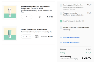 Gratis aftersun bij aankoop van een zonnebrand bij Naïf