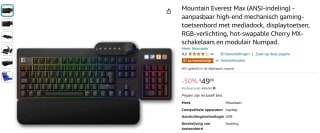 Mountain Everest Max mechanisch QWERTY keyboard voor €49,99 bij Amazon NL