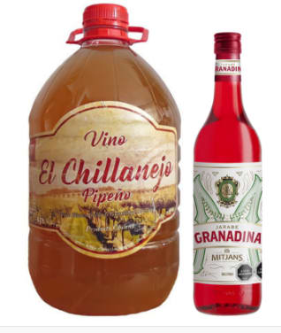 Vino Pipeño El Chillanejo 11,5° 5000Cc + Granadina Mitjans 900Cc por $10.990