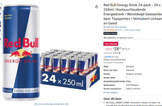 Red Bull Energy Drink 24-pack voor €28,49 met Amazon prime
