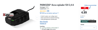 PARKSIDE® Accu-oplader 12V 2,4 A Vermogen: 50 W voor €4,99 in de Lidl webshop