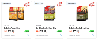 Tot 65% korting op Orijen droogvoer voor kat of hond bij Ibood