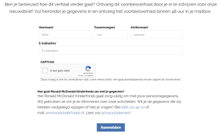 Gratis digitaal voorleesverhaal van Het Ronals McDonald Kinderfonds bij inschrijven nieuwsbrief