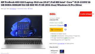 HP ProBook 450 G10 15,6" laptop voor €666 bij Bol