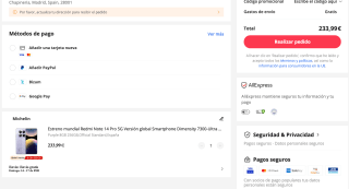 Xiaomi Redmi Note 14 Pro 5G 8GB/256GB por solo 233,99€