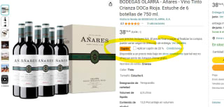 Vino Tinto Crianza DOCa Rioja. Estuche de 6 botellas de 750 ml. Bodegas Olarraq añares por 31,15€