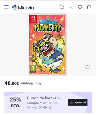 Wario Ware: Move it Nintendo Switch por 36€.