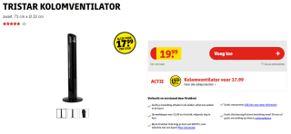 Tristar Kolomventilator 22 cm voor €17,99 bij Kruidvat