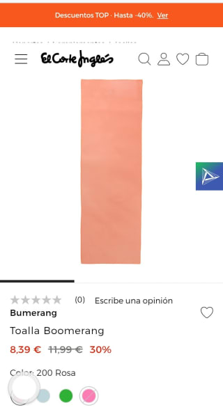 Toalla Boomerang por 8,39€.