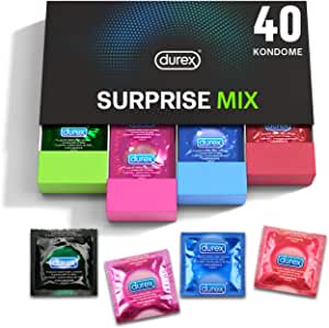 Durex Surprise Me Preservativos en caja de regalo, diversidad, práctico y discreto, 40 unidades por 14,40€