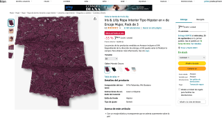 Pack de 3 braguitas de encaje Iris & Lilly Tipo Hipster en V por solo 7,86