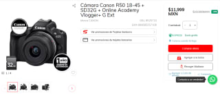 Canon R50 18-45 + SD32G y más por $11,999 en Sanborns
