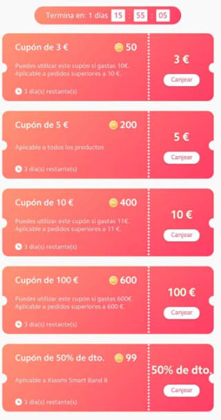 Xiaomi Nuevos cupones tienda oficial por el día del socio