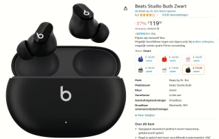 Beats Studio Buds voor €119 bij Amazon