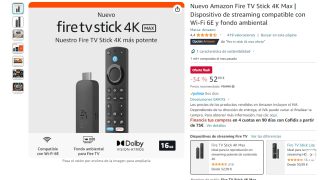 Nuevo Amazon Fire TV Stick 4K Max (Gen 2, 2024) por 52,99€