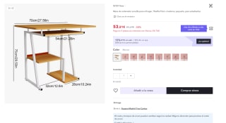 Mesa de ordenador de medidas 70x45x73cm por 38,21€