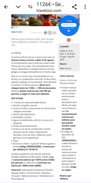 Crucero Islas Griegas y Turquía 8 días con un -35% de Descuento.