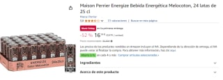 Pack 24 x 25cl de Maison Perrier Energize Bebida Energética Melocoton por 16.14€