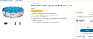 Alberca Redonda Bestway Steel Pro Max 4.27 m x 1.07 m por $3998