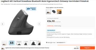 Logitech MX Vertical ergonomische Draadloze Muis voor €54,90 bij Ochama