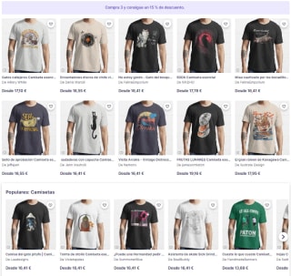 15% dto por compra de 3 camisetas