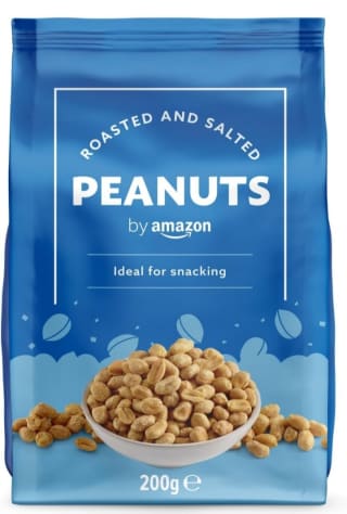 Cacahuetes tostados y salados by Amazon 200g por 0,93€.