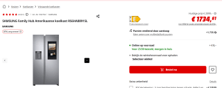 SAMSUNG Family Hub Amerikaanse koelkast voor €1.734,61 bij de Mediamarkt