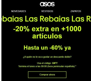 20% dto extra en seleccionados desde Asos