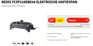 Nedis FCSP110EBK40 Elektrische Hapjespan voor €44,99 bij Kruidvat