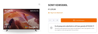 Sony KD85X80L Ultra HD TV voor €1.229 bij Artelectronics