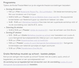 Gratis activiteiten en gratis toegang tot theater voor kinderen tijdens Nationaal Theater Weekend 23 t/m 30 oktober