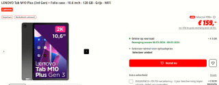 Lenovo Tab M10 Plus (3de generatie) - 128GB - Grijs met Folio case voor €159 bij de MediaMarkt