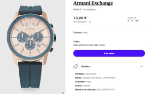 Reloj Cronografo de Mujer Armani Exchange BANKS por 73€