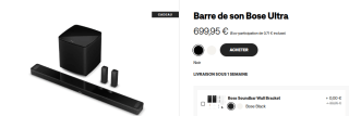Barre de Son Bose Soundbar Ultra + Support Murale Offert à 699,95€