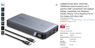 UGREEN 145W Max 25000mAh Power Bank voor €71,99 bij Amazon NL