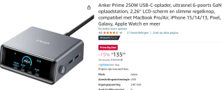 Anker Prime 250W USB-C-oplader, ultrasnel 6-poorts GaN oplaadstation voor €135,99 met Amazon Prime