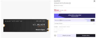 Disco Duro Interno WD BLACK SN770 2TB NVMe SSD por 79.86€