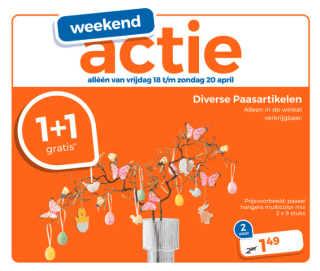 1+1 gratis op Paasartikelen