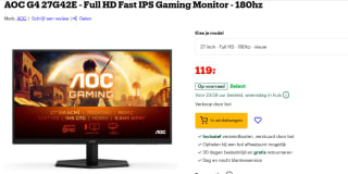 AOC Gaming 27G42E 27" Full HD 180Hz IPS monitor voor €119 bij Bol