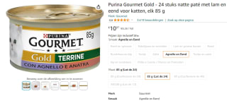 24x85g Purina Gourmet Gold katten natvoer met lam en eend voor €10,97